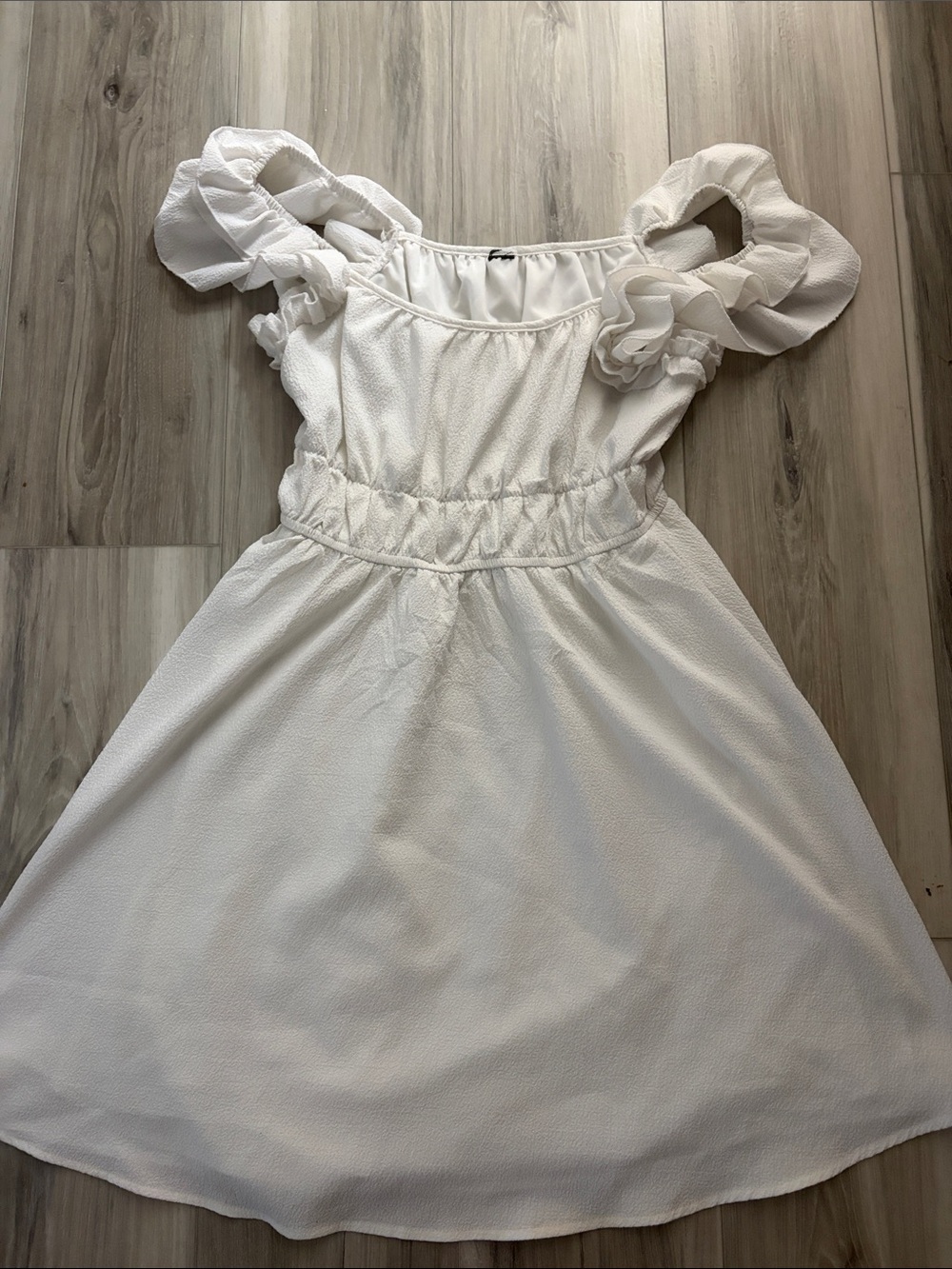 White Ruffle Sleeve Dress